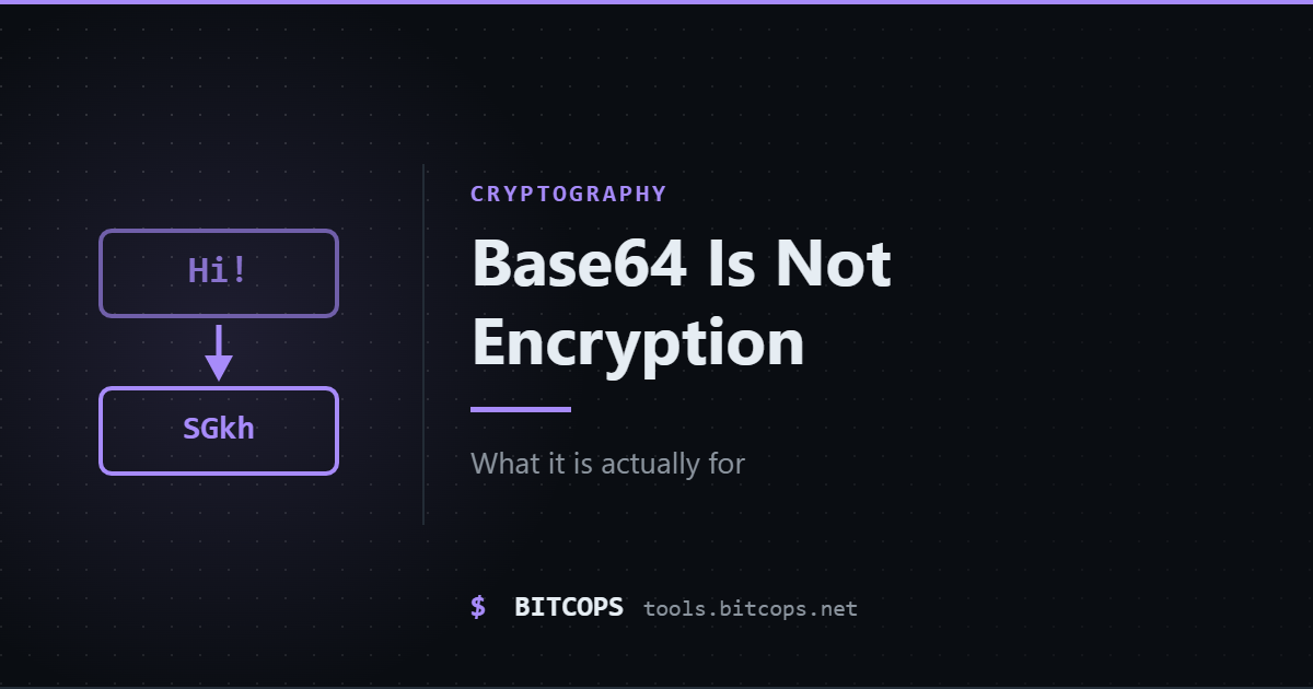 Base64 Is Not Encryption — What It Is Actually For